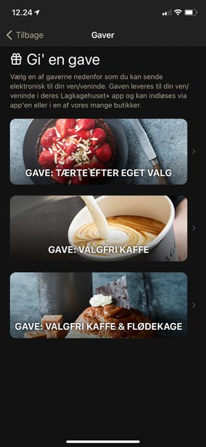Lagkagehuset app - gaver