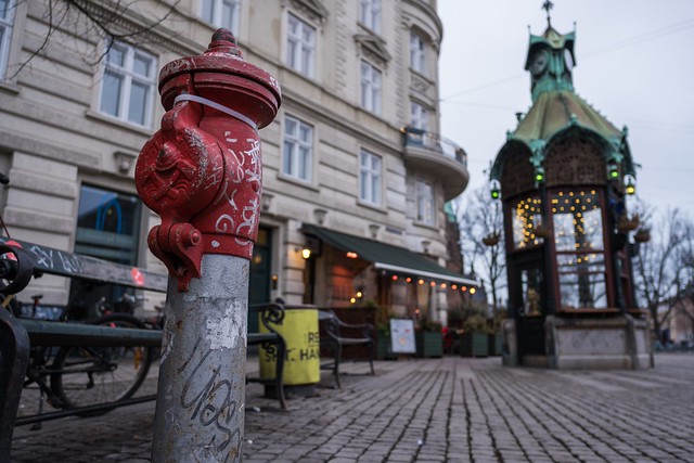 26/365 - the red post. The Strange building And a fancy café